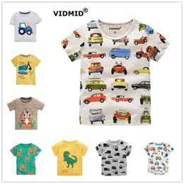 1-10Y Children's T shirt boys t- Baby Clothing Little boy Summer Tees Designer Cotton Cartoon Dinosaur W02 210622