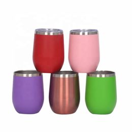 12oz Double Wall Stainless Steel insulated vacuum Egg Shape Mugs thermal Cups Wine Tumblers Top Sellers 2021