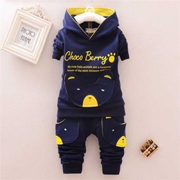 Moda çocuk erkek kız karikatür takım elbise bebek pamuk hoodies pantolon 2 adet set bahar sonbahar kıyafetleri yürümeye başlayan çocuk izleme 211023