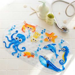 69CMx38CM children's cartoon bath mat with suction cup bathroom toilet anti-slip mat shower room bathtub foot mat 211130