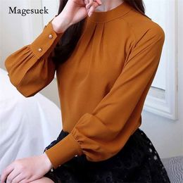 Autumn Long Sleeve Blouses Women Office Lady Solid Shirt Stand-up Collar Women's Tops Feminina Blusas Mujer 1308 210518
