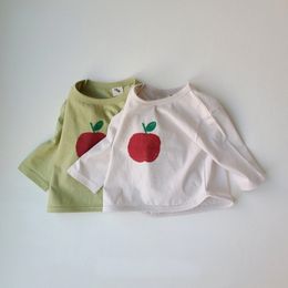 Toddler Boy And Girl Cotton Soft Coat Infants Baby Apple Cartoon Pattern Loose T-shirt Fashion Casual Children's Sportswear 210413