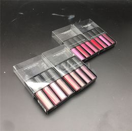 Kit de batom líquido de brilho labial O vermelho nude marrom edição mini lipgloss 4pcs / set (4 x 1.9ml)