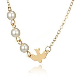 Trendy Animal Birds Pendant Necklaces For Women Girls Elegant Simple Three Pearls Swallows Necklace Fashion Jewelry Gifts