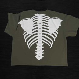 Men's T-Shirts Kapital new Hirata and Hiroshi bone print stitching loose fashion used couple short sleeve T-shirt
