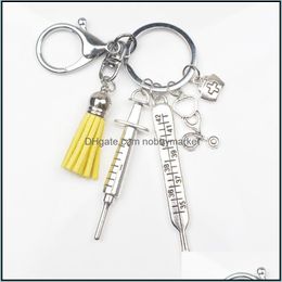 Key Rings Jewellery Nurse Medical Chain Needle Syringe Box Stethoscope Colour Tassel Cute Keychain Medicine Graduate Gift A323 Drop Delivery 20