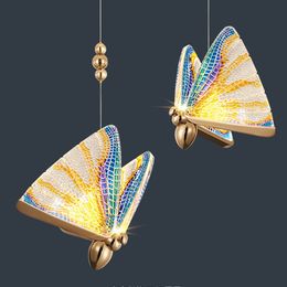 Butterfly Pendant lamp Nordic bedside chandelier luxury staircase lamp minimalist bedroom hall restaurant art