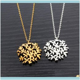 Pendant & Pendants Jewelrypendant Necklaces Stainless Steel Lush Tree Leaves Necklace Bff Gift Gold Color Ketting Of Life Long Women Fashion