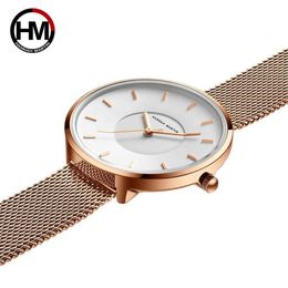 JAPAN MIYOTA 2035 Quartz Simple Design Top Brand Luxury Gift Stainless Steel Big Curved Face Dial White Rose Gold Women Watches 210527