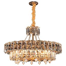 Modern LED Crystal Chandelier Lighting Living Room Lustre Round Rectangle Golden Indoor Lighting