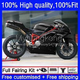 Injection Bodys For DUCATI 848R 1098R 1198R Gloss black 848 1098 1198 S R 07 08 09 10 11 12 14No.43 Bodywork 848S 1098S 1198S 2007 2008 2009 2010 2011 2012 OEM Fairing Kit