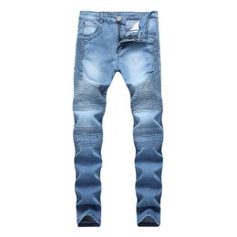 q classique Promotion Jeans pour hommes Denim Denim Noir Biker Hommes Femmes avec pantalon maigre plissé Hi-Q Pantalon classique