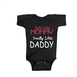 Rompers Cute Like Mommy Smelly Daddy Summer Baby Girls Boys Bodysuit Born Short Sleeve 100%cotton 0-24 Months Clothes