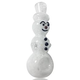 Pipes White Snowmans Christmas Pyrex Thick Glass Smoking Tube Handpipe Portable Handmade Dry Herb Tobacco Oil Rigs Filter Bong Hand Novelty Art DHL Free