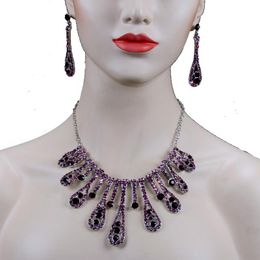 Earrings & Necklace Chran Beautiful Drop Design Silver Plated Austrian Crystal Prom Party Jewelry Set For Women