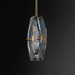 Pendant Lamps All Copper Light Luxury Post-modern Crystal Chandelier Villa Model Room Living Bedside Decoration Single