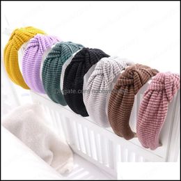 Headbands Hair Jewelry Pleated Corduroy Knot Hairband Headband For Women Girls Aessories Drop Delivery 2021 Ylxbk