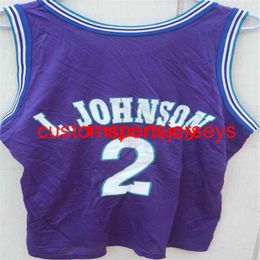 Stitched LARRY JOHNSON # 2 BASKETBALL JERSEY CHAMPION Embroidery Jersey Size XS-6XL Custom Any Name Number Basketball Jerseys