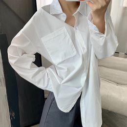 Spring Slimp Turn-down Collar Long Sleeve White Ladies Office Shirts Korea Style Plus Size Women Blouse And Tops 210510