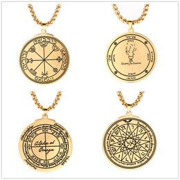 10Pcs/Set Key of Solomon Necklaces Pentacle of the Sun Mercury Jupiter Alpha Master of EternityTalisman Stainless Steel Necklaces