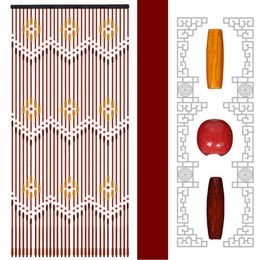 Handmade Wooden Blinds 90x220cm 31 Line Wooden Bead Curtain Fly Screen Gate Divider Sheer For Hallway Living Room Door Window 210712