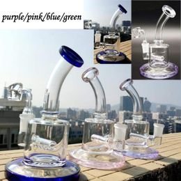 heady glass dab rigs purple and green Glass Bong Hookahs mini tortoise perc smoking paper water pipe tool 14mm banger nail