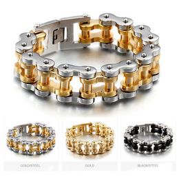 316L Stainless Steel Men Punk Motorcycle Bracelet Bicycle Link Chains Biker Cuff Wristbands Bangles Hip Hop Trendy Jewellery Wrist Chain 2 Sizes 3 Colours