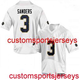 Stitched 2020 Men's Women Youth #3 C.J. Sanders Notre Dame White NCAA Football Jersey Custom any name number XS-5XL 6XL