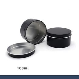 100ml Black Aluminium Candle Food Packaging Box Cosmetic Lotion Jar Empty Cream Container Tin with Screw Thread Lid