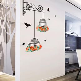 Wall Stickers Vintage Sticker Home Decor Birdcage Decorative Painting Bedroom Door Living Room TV Decoration Mural 2021