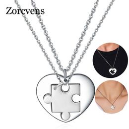 Pendant Necklaces LETAPI Stainless Steel Heart Necklace For Women Lover's Gold And Silver Colour Puzzle Engagement Jewellery