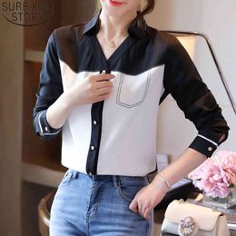 Autumn POLO Collar Long Sleeve Shirt Womens Tops and Blouses Blusas Mujer De Moda Women Office Lady Shirts Cardigan 11001 210417