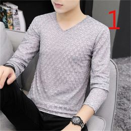 autumn long-sleeved t-shirt men's cotton round neck loose thin coat clothing 210420