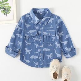 Boys Shirts Cotton Long Sleeve Cute Cartoon Dinosaur Print Kids Baby Shirt For Children Clothes child Tops