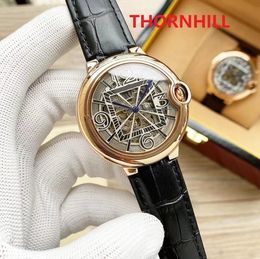 Men's watch 43mm, famous design, exquisite appearance, luxurious quality, automatic calendar, genuine leather strap, mechanical movement, high-strength glass.