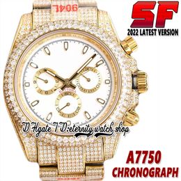 2022 SF V2 116508 ETA 7750 SA7750 Chronograph Automatic Mens Watch 116503 White Dial 904L Stainless Gold Case Iced Out Diamonds Bracelet Eternity Watches 116500