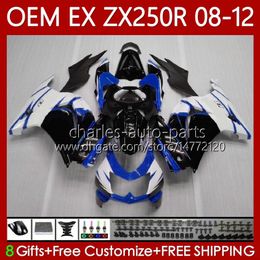 Injection Fairings For KAWASAKI NINJA EX ZX 250R EX250 ZX250 R 2008 2009 2010 2011 2012 Bodywork 81No.139 ZX250R EX250R 08-12 ZX-250R 08 09 10 11 12 OEM Body White blue blk