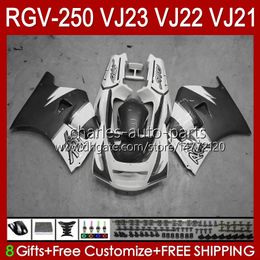 Fairings do OEM para Suzuki RGV250 SAPC VJ23 RVG250 250cc VJ 23 Cowling RGV-250CC 97 98 Bodywork 107HC.006 RGV-250 Branco Cinza Painel RGVT-250 RGVT RGV 250 CC 1997 1998 Bodys