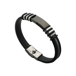 Man not fake new hot fashion charms Bracelets adults female male black Men's AdjustableWrap Silicone sport Wristband Stainless Steel Cuff bangles for Men Women