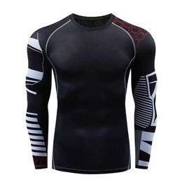 Fitness clothes cycling sports basketball football running tights men's high elastic training fast drying clothes long sleeve slimming X0322