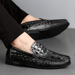 -Chaussures Hommes Mocassins Cuir Moccasin Crocodile Style Chaussures Slip sur Flat Driving Bateau chaussures classiques Chaussure Homme 38-57