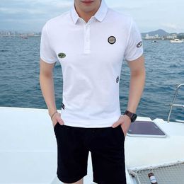Fashion Badge POLO Shirt Men Summer Short Sleeve Slim Fit Casual Polo Shirts Male Business Social Tee Tops Men Clothing 210527