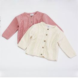 Spring Baby Girls Pure Color Cardigan Coat Children Clothing Boys Long Sleeve Knitted Kids 0-4Yrs 210521