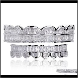 Grillz, Dental Body Drop Delivery 2021 Hip Hop Jewellery Mens Bling Diamond Grills Luxury Designer Jewlery Iced Out Teeth Grillz Rapper Hiphop