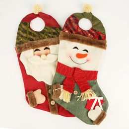 Christmas Ornaments Santa Claus Snowman Stocking Socks Holiday Xmas Gifts Bags Candy Packing Bag