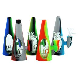 Glass Bongs Smoking Water Pipes Beaker Hookahs Silicone bong bubbler rigs Suck Tobacco bottle