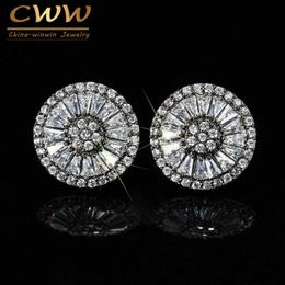 Brand Unique Design Black And Rose Gold Color CZ Stones Round Earring Stud Style Ear Jewelry For Ladies CZ026 210714
