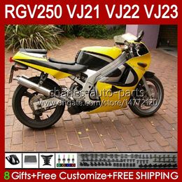 OEM Bodys Kit For SUZUKI 250CC RGV250 SAPC VJ21 RGV250 RGV-250CC 88 89 Bodywork 21HC.24 RGVT-250 RGV-250 Panel RGVT RGV 250 CC 1988 1989 yellow stock blk Full Fairings Kit