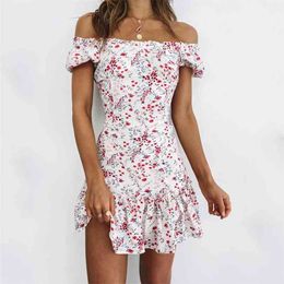 Foridol Floral Print Boho Style Dress Women Ruffle Summer Dress Casual Mini Beach Holiday A-line Dress Elegant 210415