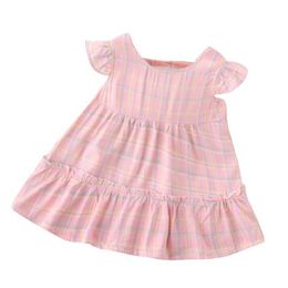 Toddler Baby Girl Cotton Breathable Dress Princess Short Puff Sleeve Dress Casual Summer Children Jumper Sundress Q0716